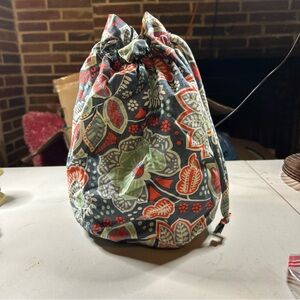 Vera Bradley Floral Drawstring Cosmetic Bag - Blue, Red, Green